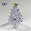 Colorful Glass Tree Art Glazed Christmas Ornament with Star Topper, Party Table Decor Art, Faux Crystal Tabletop for Home Office Holiday Centerpiece