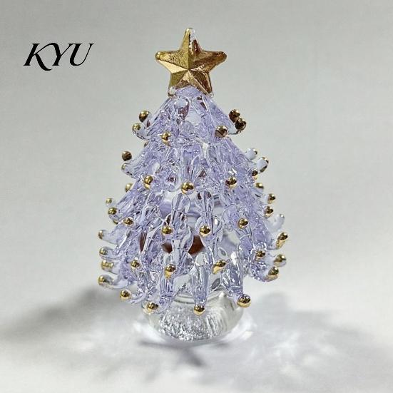 Colorful Glass Tree Art Glazed Christmas Ornament with Star Topper, Party Table Decor Art, Faux Crystal Tabletop for Home Office Holiday Centerpiece