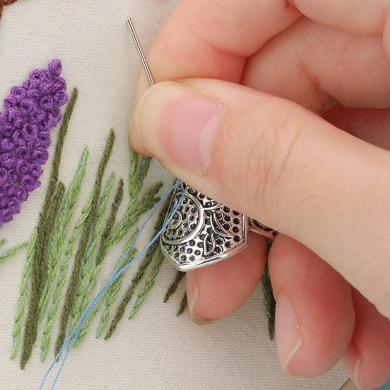 2Pcs Retro Metal Thimble Finger Tip Protector Ergonomic Finger Guards For Adult Beginner Hand Sewing Quilting Embroidery