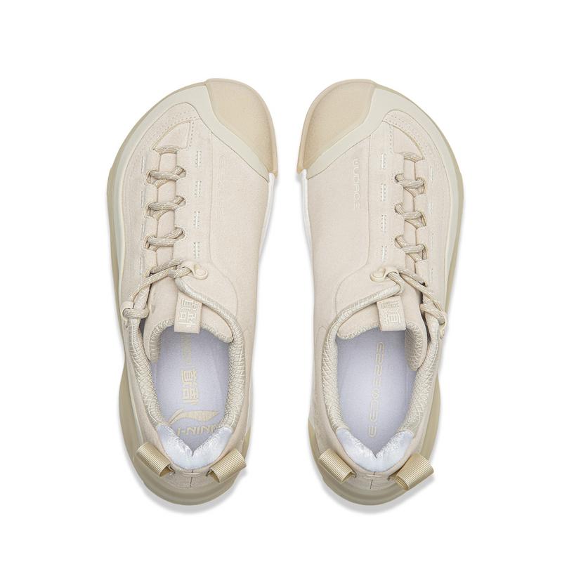 Li Ning Abrasion Resistant Breathable Coverage Low top Casual Shoes Unisex Xuan Paper White AZGV095-1