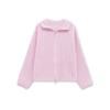 Frühling Damen Locker Fauler Stil Pullover Cardigan Ausgestellter Revers Langarm Doppelkettenstreifen Strickmantel