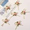 2pcs Beige Mini Flower Bow Ribbons for Gift Wrapping and Crafts, Gift Wrapping Ribbon