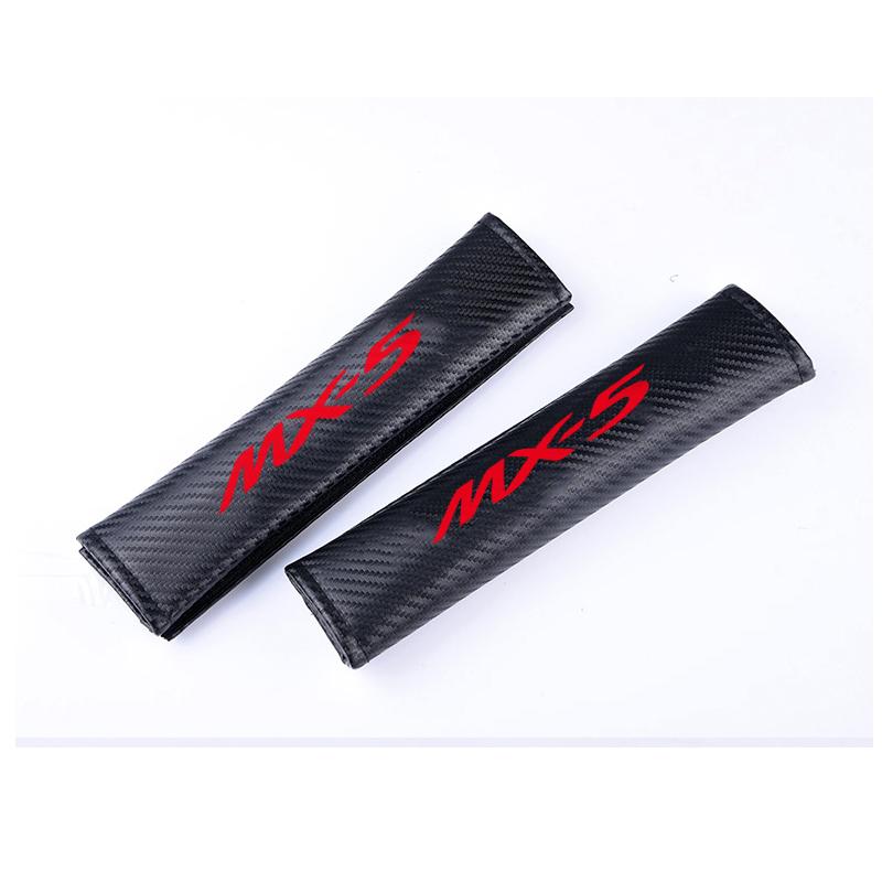 2pcs PU material carbon fiber texture Fashion Car Seat Belt Cover Car Seat belt shoulder Pads For Mazda MX5