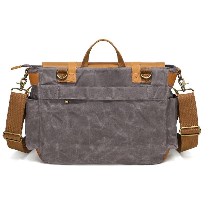 Vintage Leather Canvas Women's Men's Messenger Bag - Crossbody Shoulder Sling Casual Bag