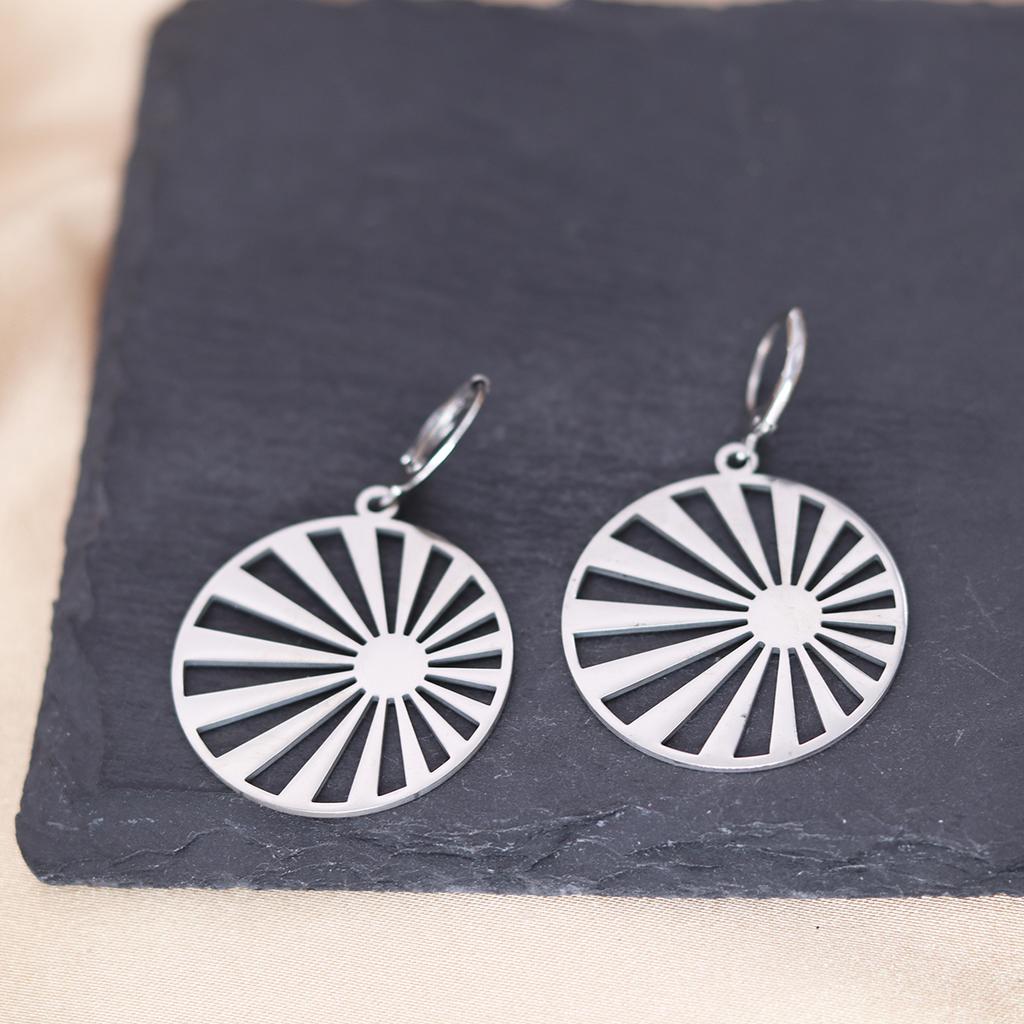 Kinitial Stainless Steel Death Moth Sun Moon Snake Mushroom Cactus Hamsa Hand Horse Earrings For Women Trendy Piercing Jewelry