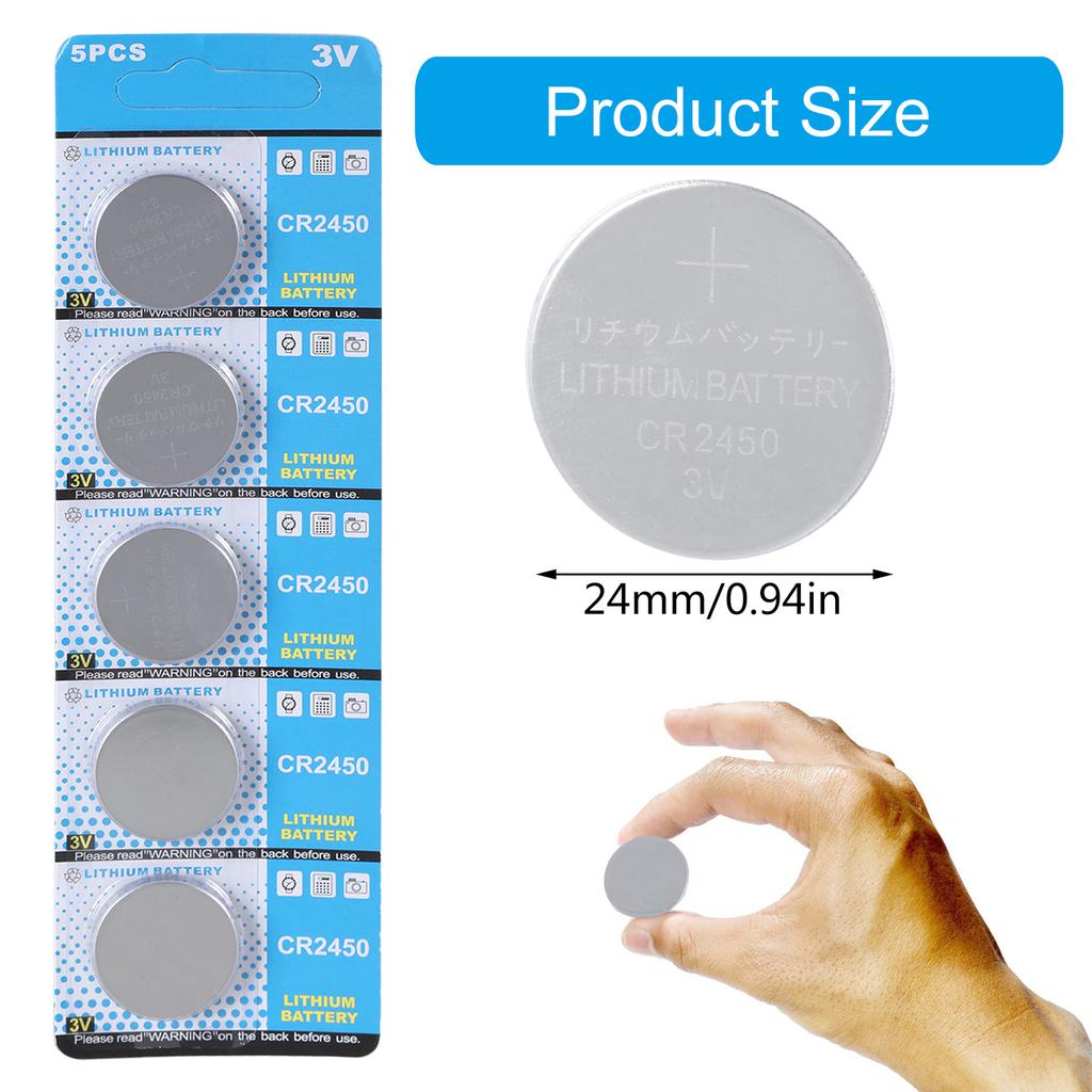 CR2450 3V Coin Cell Battery Multipurpose Easy to Repalce 2450 Battery for Watch Alarm Clock Small Electronics