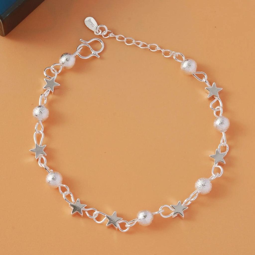 925  Silver Bead Bracelets For Women Korean Designer Double Layer Stars Chain Bracelets Luxury Party Wedding Jewelry