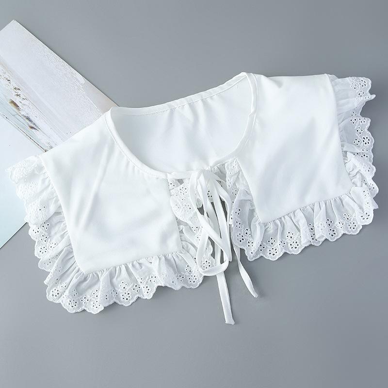 Koreansk Stor Revers Avtakbar Krage for Kvinner Genser Topp Falsk Krage Sjal Skuldersjal Dekor Falske Krager Slips