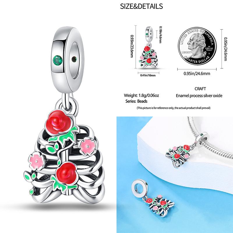 Copper Heart Color Changing Rose Pink Charms Beads Original Bracelet Diy Fine Jewelry Gifts For Women