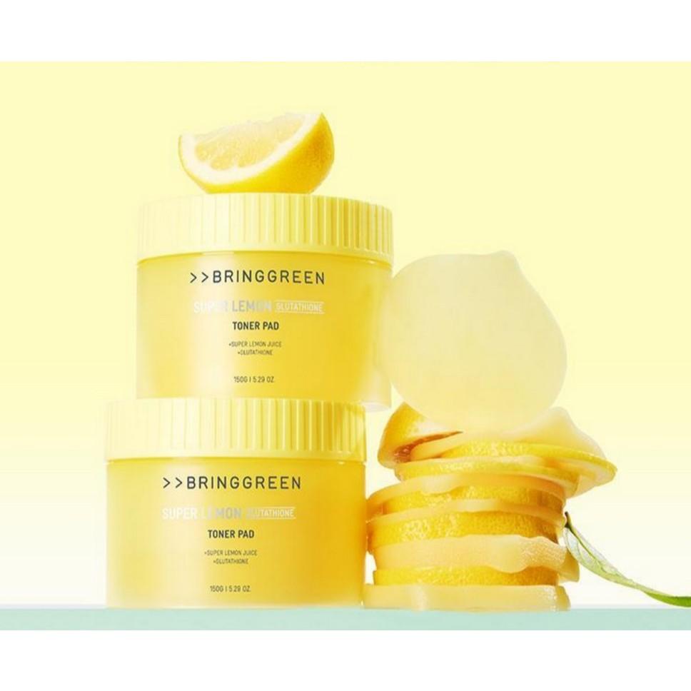 BRING GREEN Super Lemon Glutathione Toner Pad, 90 Sheets