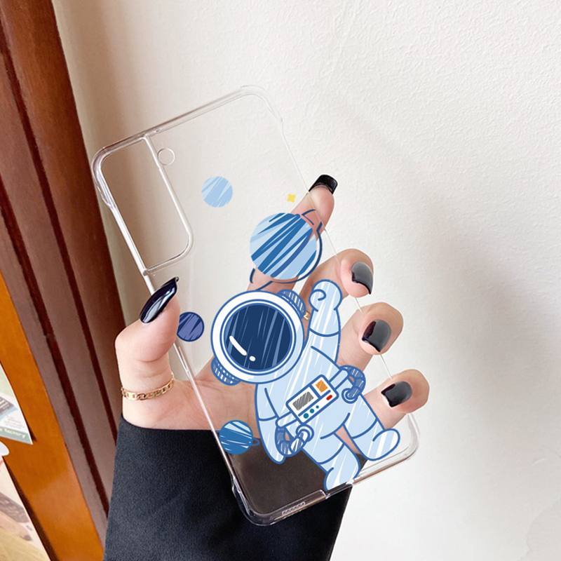 YNDFCNB Cartoon Astronaut Phone Case for Samsung S20 S10 Lite S21 Plus for Redmi Note8 9pro for Huawei P20 Clear Case