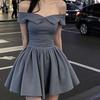 Französisches Trägerloses One-Shoulder Sommerkleid - Schlankmachend, Elegant, Tailliertes Formelles Kleid