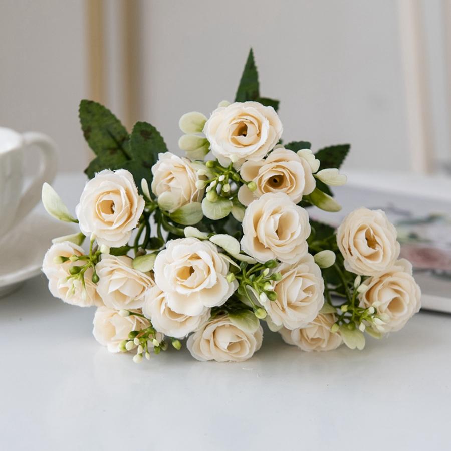 

Artificial Flowers Multi Head Silk Rose For Wedding Bouquet Festival Garlands Decoration Home Living Room bonsai Needlework 1pc белый