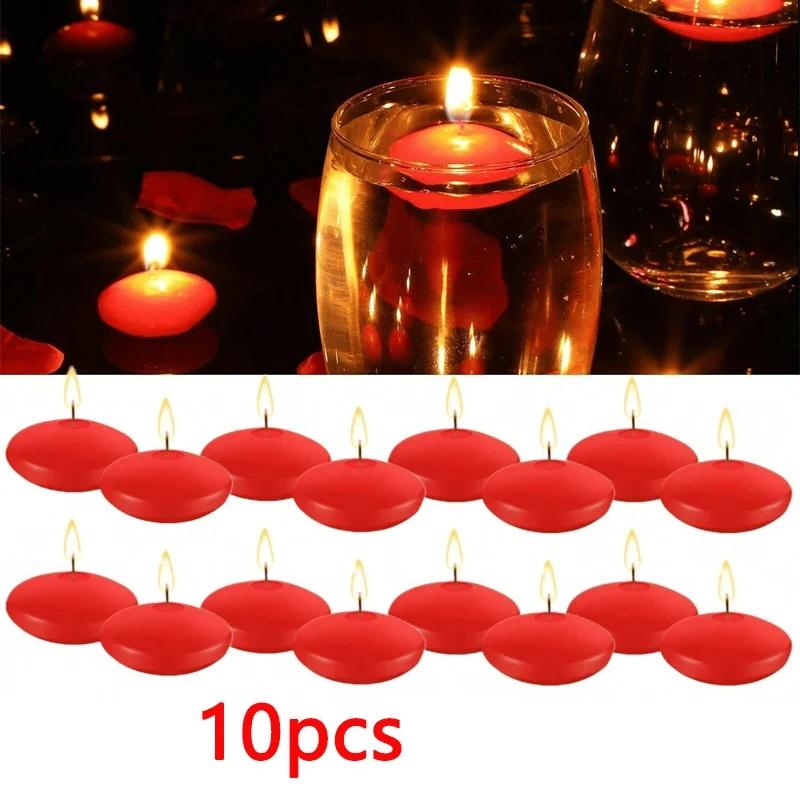 6/10/16Pcs Unscented Discs Floating Valentine's Day Candles Party Wedding Bathtub Decor Romantic Confession Candlelight Decor