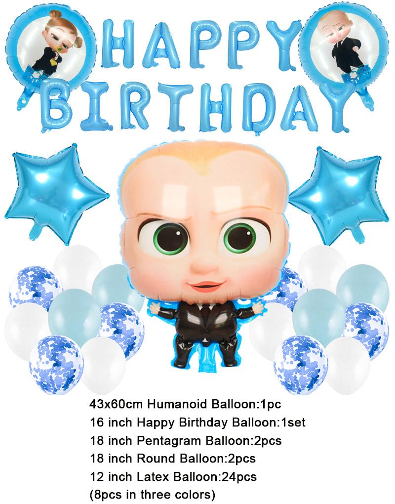 Baby B-BOSSED Birthday Theme Birthday Party Decoration Backdrop Family Cup Plate Napkin Balloons Baby Shower Supplies Kid Gift