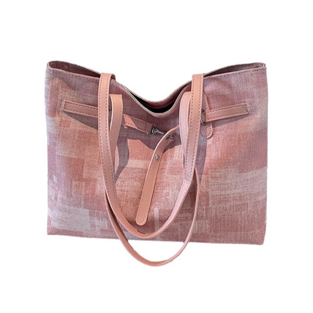 Fashion Stylish Vintage Shoulder Bag Waterproof PU Underarm Bag Pendant Decoration Large Capa Women s Handbag Women розовый