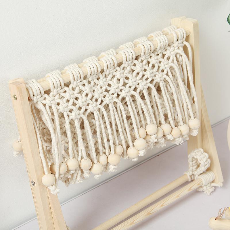 1PC Floor Standing Rack Foldable Cotton Rope Woven Rack Bohemia Book Rack Macrame Basket 32x19x25cm