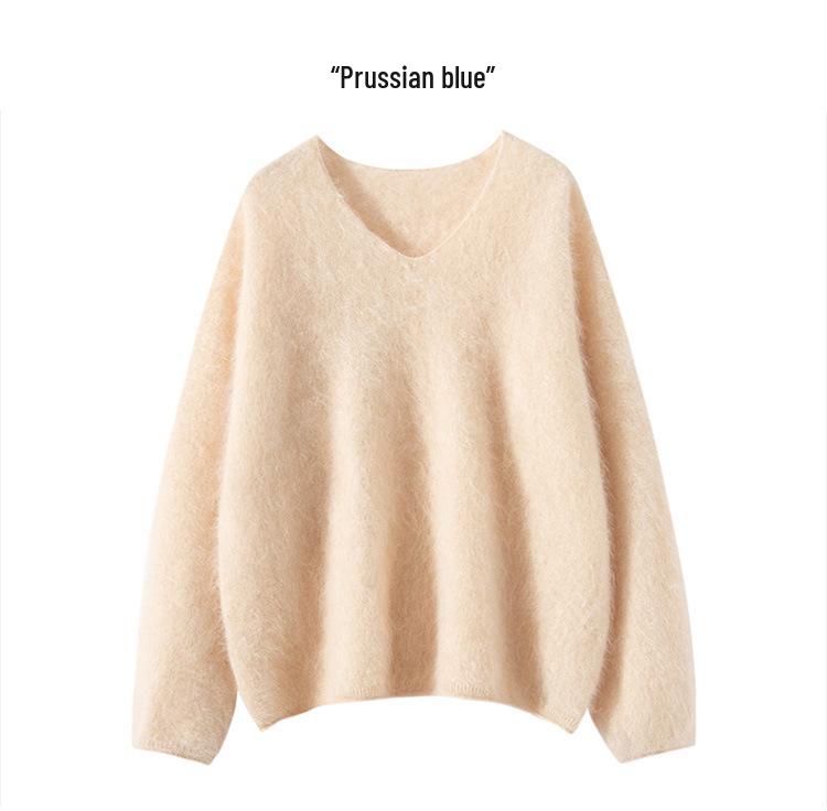 Women's V-Neck Slim-Fit Pure Cashmere Pullover Sweater - Soft & Luxurious Autumn/Winter Style