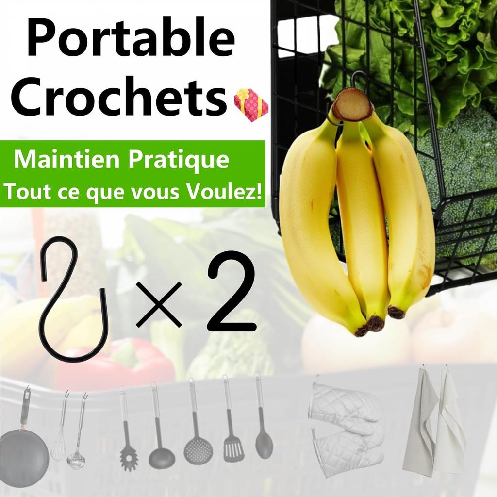 2 Sets Magnetic Fridge Shelf & Spice Rack 2 In 1 Kitchen Vegetable Rack, Kitchen Storage and Organization, Fruits and Vegetables, Fruit Basket Basket