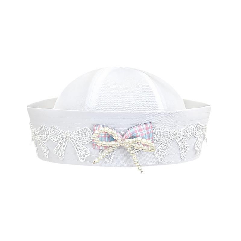 Sailor Hat With Bow Mesh Breathable Cotton For Summer And Spring Wear