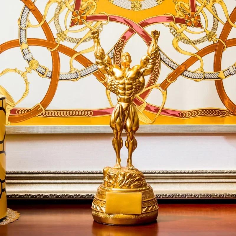 Fitness Muscle Man Sets Up Bodybuilding Sports Competition Trophies Boxing Figures Statues Sculptures Gym Decorations Gift