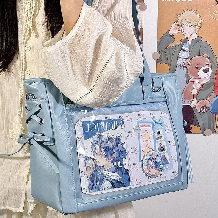 New Girls' Ribbon Y2K Ita Bag Sweet Ladies Large Capacity Shoulder Bag Street Trend Crossbody Bag Daily Commuting Tote Bag