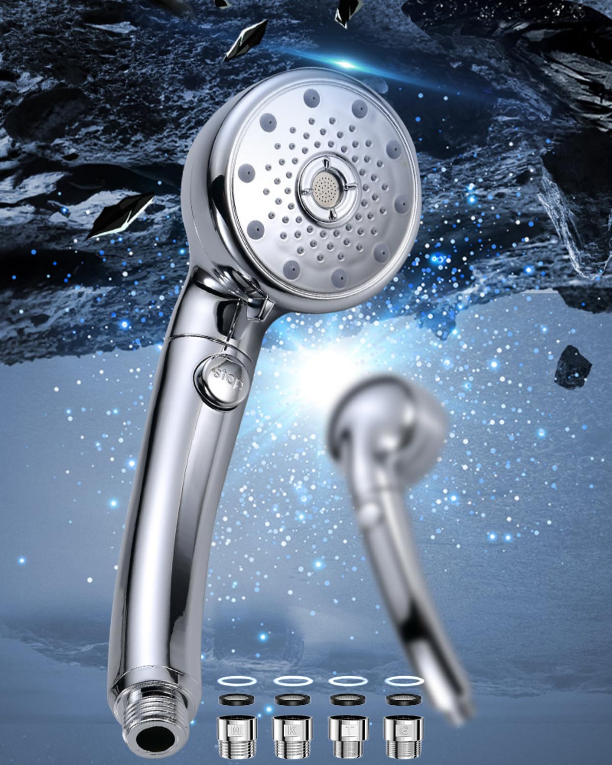 New Shower Head with Crank 5 Water Handheld Water Pressure for Low Water Pressure and High Pressure Nanobubble Spray for Moisturizing Pore and Dirt 4