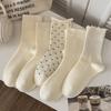 Black Fungus Polka Dot Socks, Women's Trendy Mid-calf Socks, Solid Color, Versatile, Spring and Summer Ballet Style Calf Socks