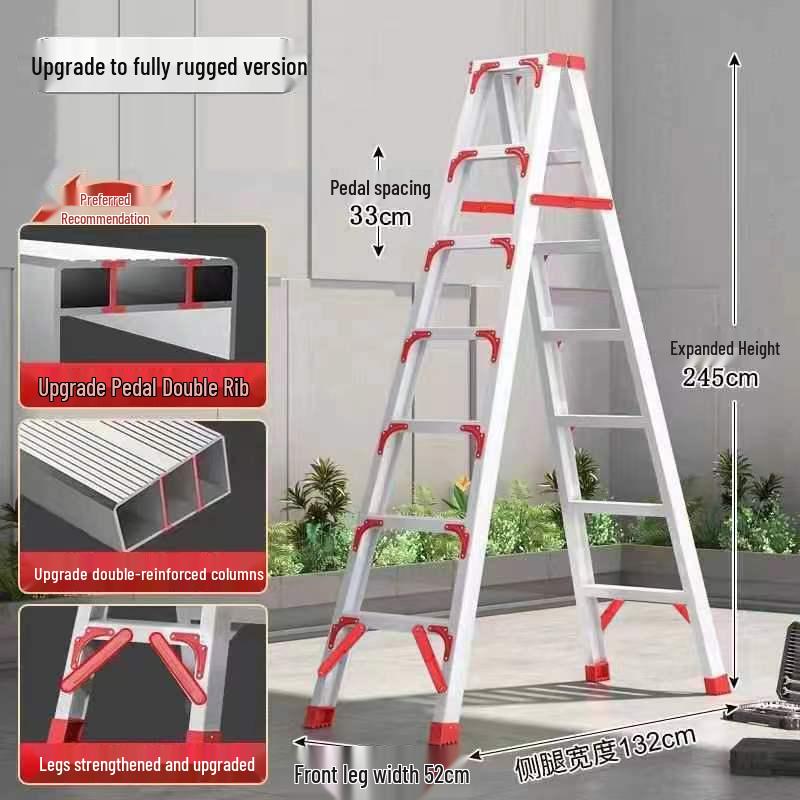 4m Aluminum Alloy A-Frame Ladder: Thickened, Non-Extendable, Foldable Household and Engineering Use