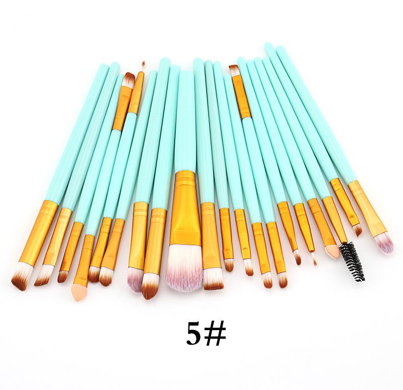20-Piece Eye Makeup Brush Set: Includes Eyebrow, Foundation, Eyeshadow, Lip, and Contour Brushes.