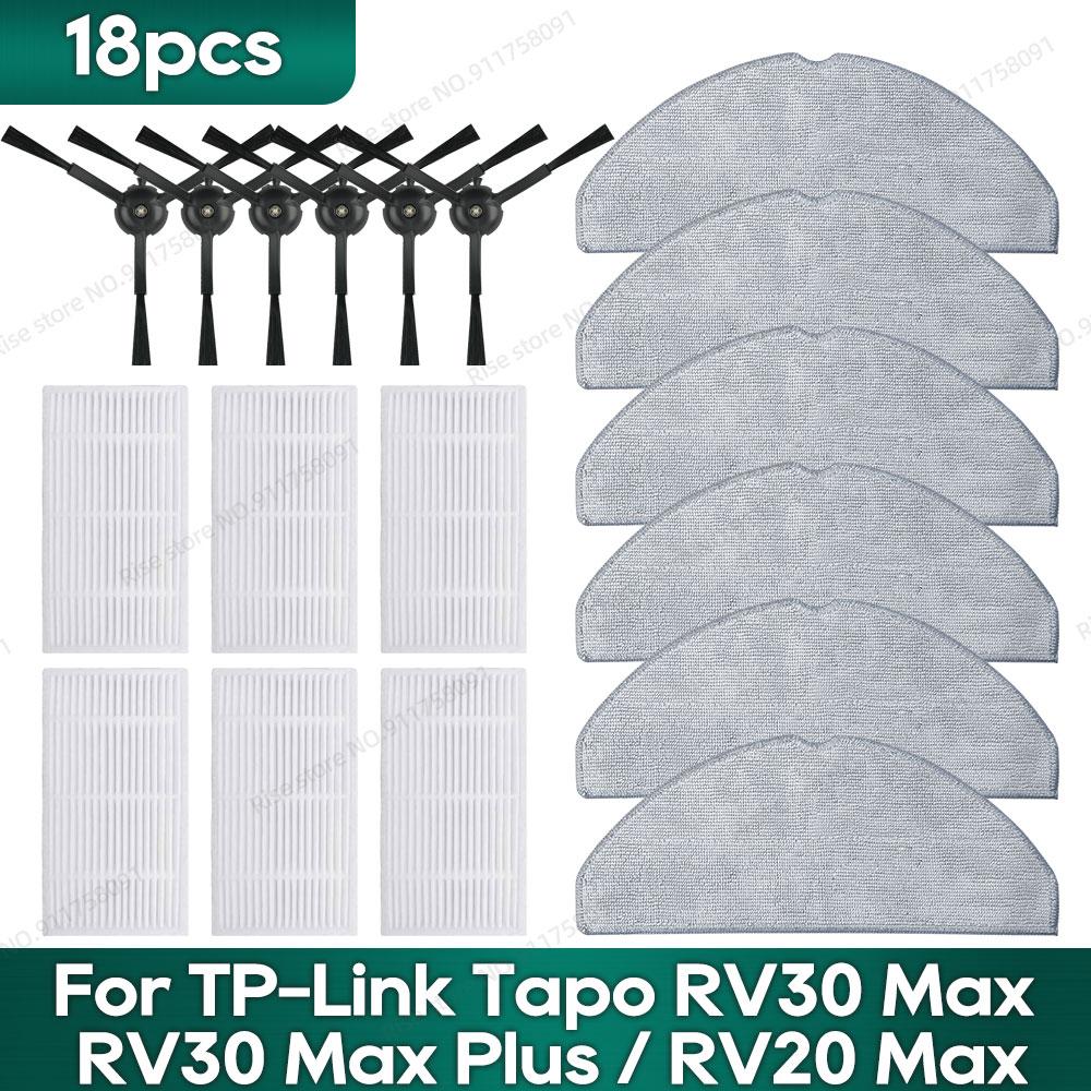 Compatible para TP-Link Tapo RV30 Max Plus/ RV30 Max/ RV20 Max Plus / RV20 Max Accesorios Filtro Hepa Mopa Cepillo Lateral Piezas