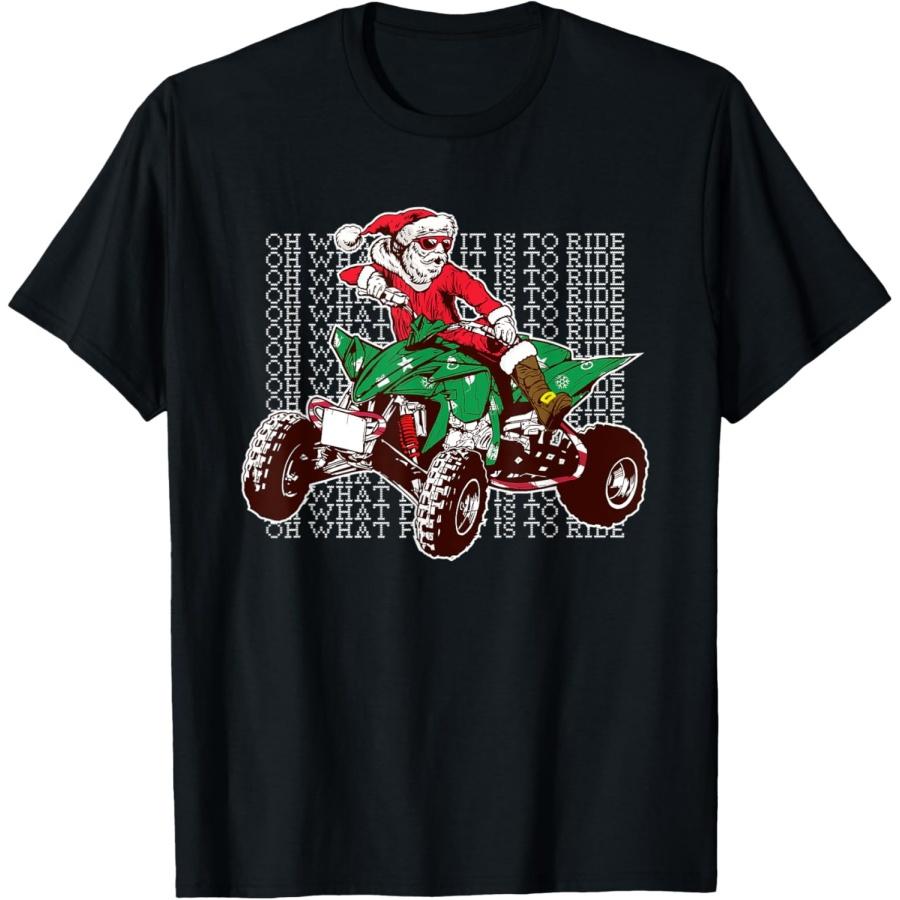 

Christmas ATV Santa Claus Four Wheeler Quad Oh What Fun T-Shirt XXXXXL чёрный
