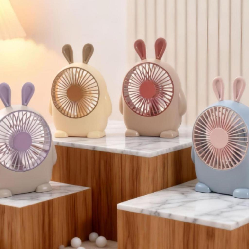 5xSmall Tabletop Fan Circular Grille USB Desk Stable Base for Desktop, Dorm Room Pink Rabbit
