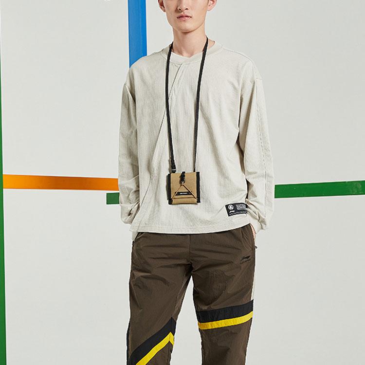 Li Ning X Jackie Chan Collaboration Kung Fu Series Loose Fit Crew Neck Long Sleeve T-Shirt Men Tops Bud-Yellow Gray AHSQ715-1