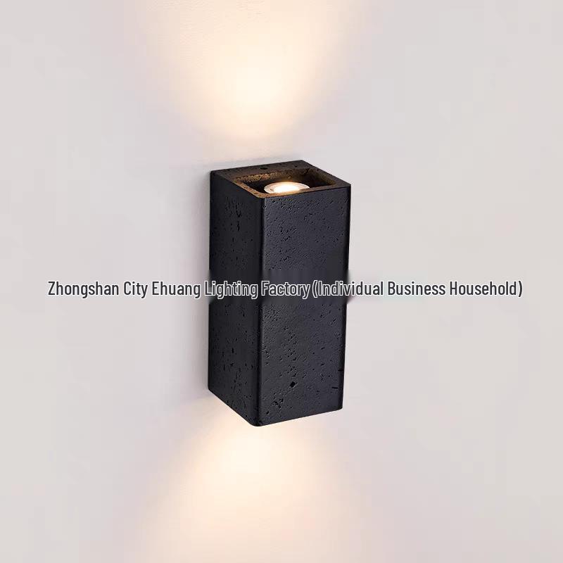 Mid-Century Modern Italian Black Travertine Wall Lamp for Bedroom, Living Room, Corridor, or Stairway