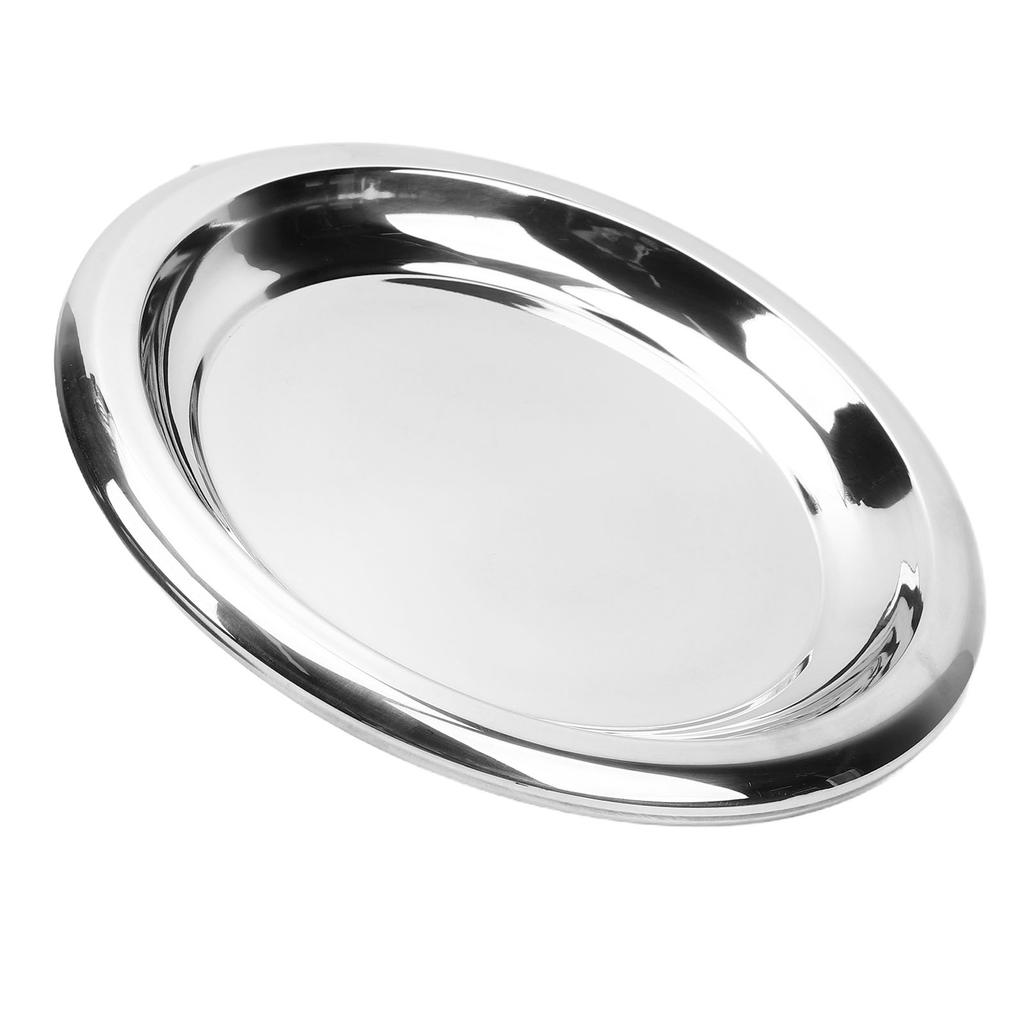 Round Serving Tray Stainless Steel Serving Platter European Round Decorative Tray for Coffee Table Bar Party