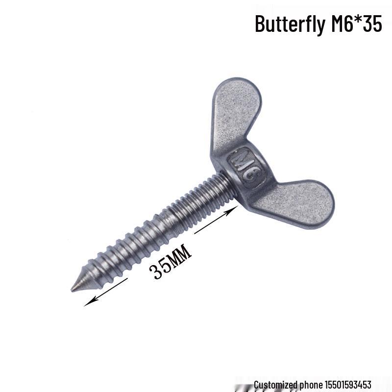 Stainless Steel 304 Eye Bolt, Self-Tapping Screw Eyelet, Butterfly Hand-Tight Self-Sheep Horn Nails