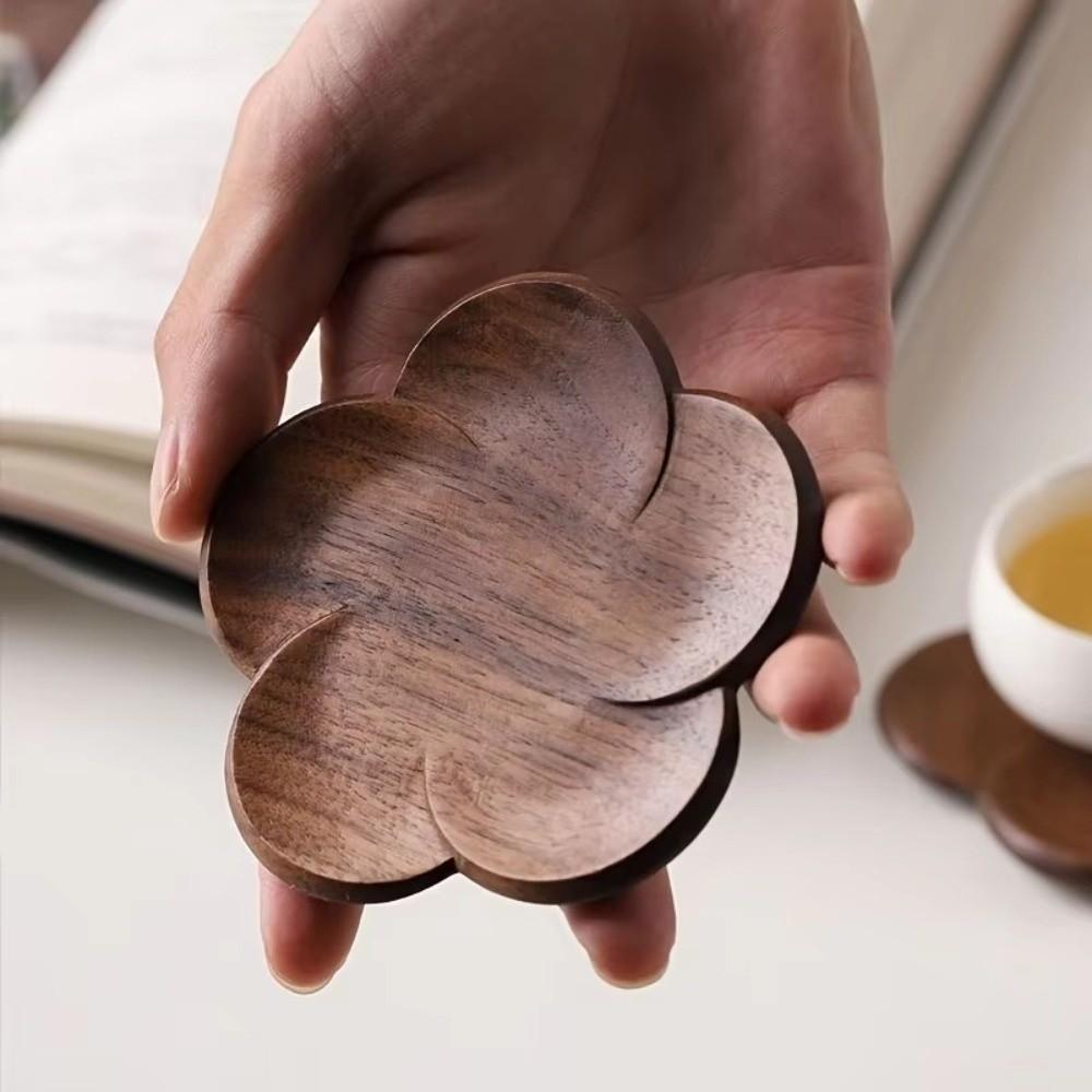 Flower Shape Cup Mat Heat Resistant Tea Cup Pad New Wooden Coaster  Home Decor