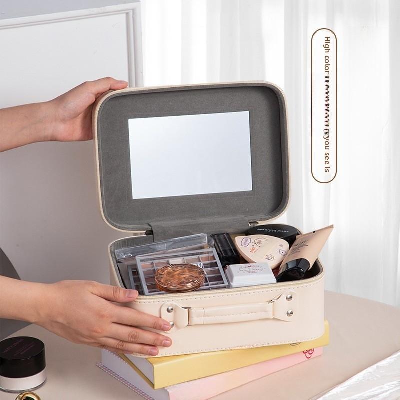 Cute Cartoon Makeup Bag With Large Capacity And Mirror For Daily Travel And Gift