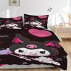 3pcs Cute Heart Kuromi Printed Quilt Set - Includes 1 Quilt Cover and 2 Pillowcases, Machine Washable - Suitable for All Seasons.S024