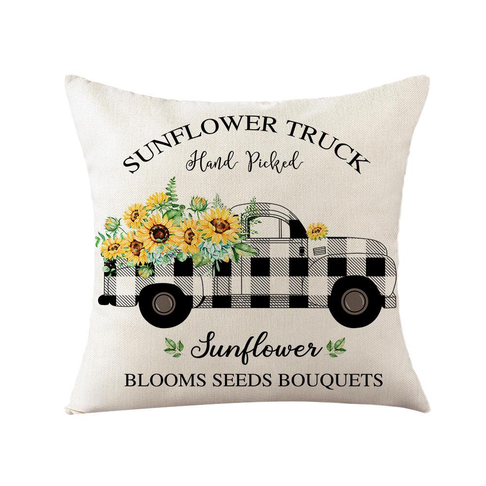 Home Decoration Pillowcase Set Watercolor Plaid Sunflower Pillowcase Spring High-end Home Cushion Cover