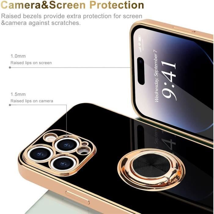 Coque de protection pour téléphone - BOOLING - iPhone 16 - Silicone hybride - Antichoc - Anneau rotatif 360°