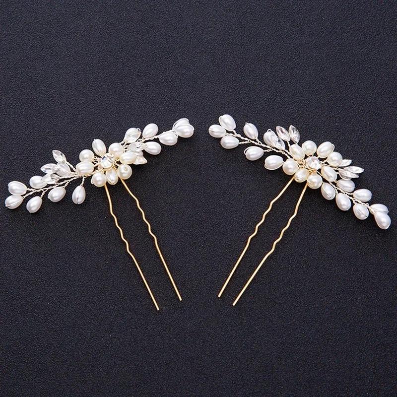 

Bridal Hair Accessories Crystal Pearls Wedding Hair Clips Jewelry Handmade Crafts 1pc