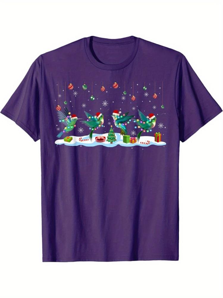 Santa HummingbirdFestive Hummingbirds with Santa HatsGifts Design100 cotton Oneck short sleeve printed mens Tshirt