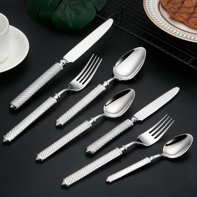 High Value 304 Stainless Steel Cutlery Set Hemp Rope Hotel Tablware Wedding Gift Luxury Knifves Forks Spoons Dinner Items