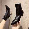 Fashion Spring Fall Fine Heeled Boots Female Padded High Heels Winter Pointed Elastic Skinny Boots French Bare Boots
