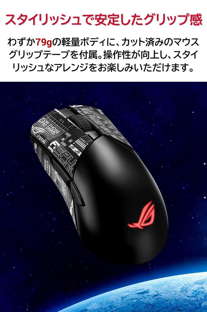 ASUS ROG Gladius III Wireless AimPoint Gaming Mouse Interchangeable 119 Hours of Battery Lightweight PBT Mouse Grip Tape (36,000dpi, Tri-Mode