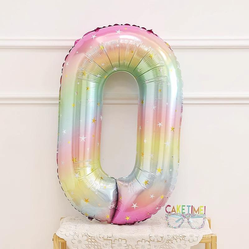 40 Inch Gradual Change Star Birthday Digital Balloon Baby Children'S First Year Party Photo Props Decorations