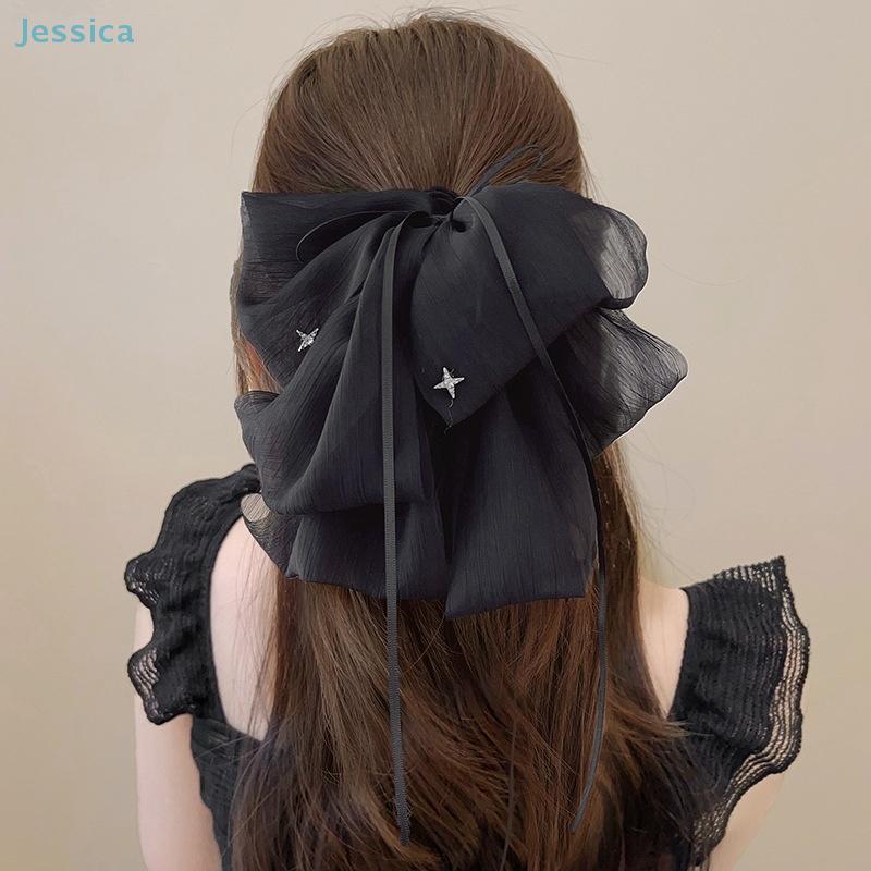 Ribbon Bow Hair Clip Temperament Chiffon Large Size Fluffy Princess Vibe Hair Clip Women Ponytail Hairpin Hair Accessory