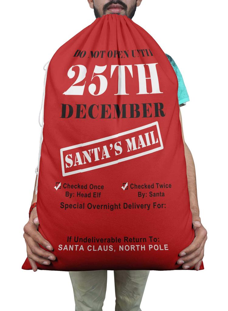 Printtoo Pack Of 2 Pcs Xmas Presents Storage Bags Large Santa Gift Sack With Drawstring Christmas Party Favor 27x20 Inch